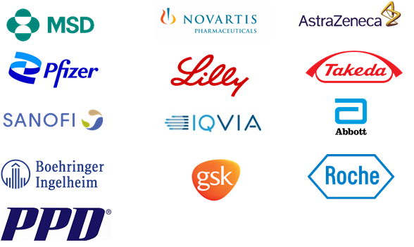 En la imagen, logos de patrocinadores y CROs reconocidas a nivel mundial